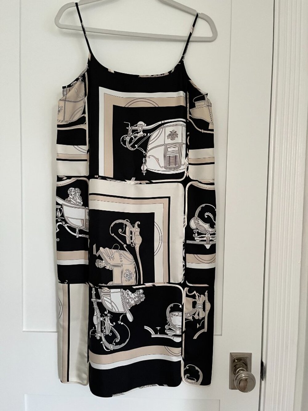 Hermes Robe A Bretelles Silk Dress In Noir Size 6 NWT